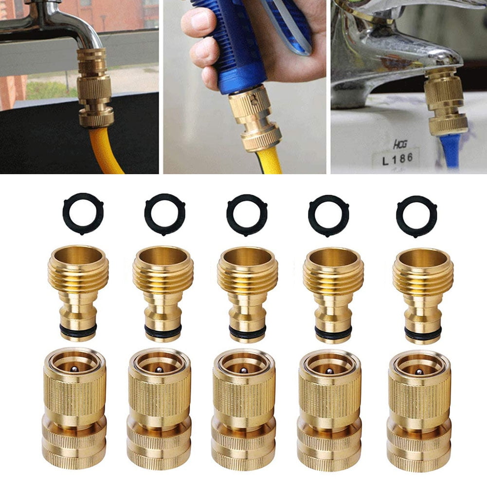 Aofa 5 Sets Brass 3/4 Inch Quick Fit Female Male Valve Connector for Garden Hose Walmart Canada