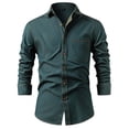 thumbnail image 7 of cfhntfmh Mens Denim Shirts Button down Long Sleeve Jean Shirts Stretch Casual Collared Work Shirts with Pocket(Green, XX-Large), 7 of 7