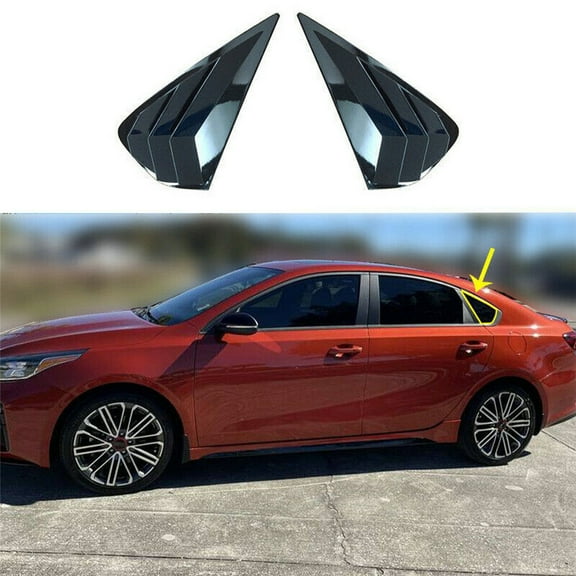 Glossy Black Rear Side Window Louver Scoop Cover Trim For 2019-2022 Kia Forte K3