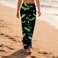 thumbnail image 4 of Domzest Halloween Womens Pajama Pants Halloween Graphic Wide Leg Pajama Bottoms Cute Drawstring Elastic Waisted Sleepwear Green M, 4 of 6