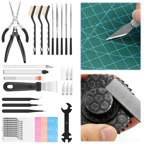 51Pcs 3D Printer Tools Kit 3D Printer Accessories with Nozzle Cleaning Kit Deburring Polishing Tools Cutters Wrench Set for Cleaning