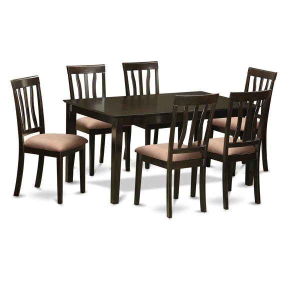 East West Furniture Capri 7 Piece Splat Back Dining Table Set