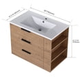 thumbnail image 4 of JERFIT 30 Inch Wall Mounted Bathroom Vanity with Sink, Soft Close Drawers & Side Shelf, Modern Floating Design in Imitative Oak, 4 of 8