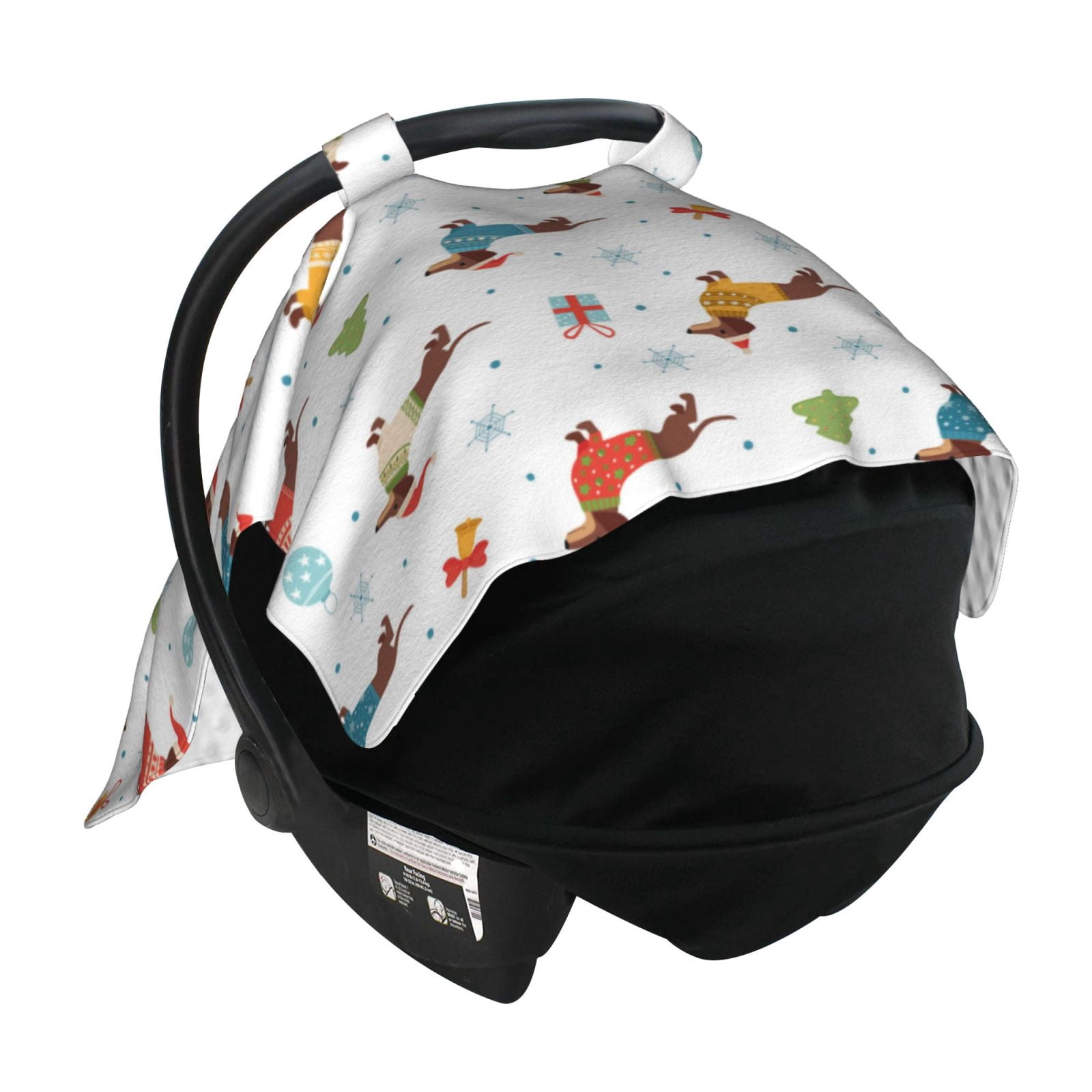 Car Seat Cover Baby - winter Snowflake Dachshund Breathable Infant Car Seat Cover for Baby Carseat, Lightweight Comfort Baby Essentials Must Haves Newborn Stuff for Girl Boy