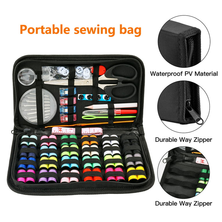Sewing Kit,Sewing Bag Set, Portable Sewing Kit - DIY Supplies with  Accessories, Ideal for Adults, Beginners, Travelers and More. Includes  Black