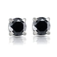 thumbnail image 1 of Boucles d'Oreilles en Or Blanc 1/2ct Taille Ronde Diamant Noir 14k, 1 of 2