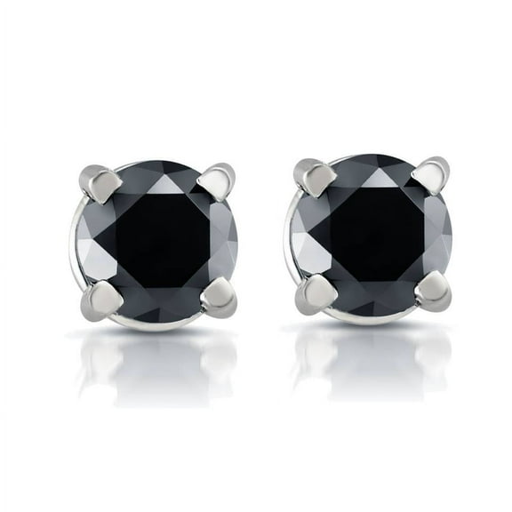 Pompeii White Gold 1/2ct Round Cut Black Diamond Studs 14k (Black,AAA)