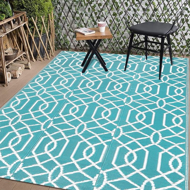 Findosom Outdoor Rug 6'x9' for Patios Reversible Mats Outdoor Camping Rugs Plastic Straw Rug RV