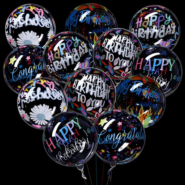 Globo Skylety Happy Birthday 4D, 20 pulgadas, PVC (12 piezas)