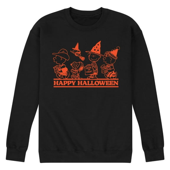 Peanuts - Orange Happy Halloween - Men's Crew Neck Fleece Pullover