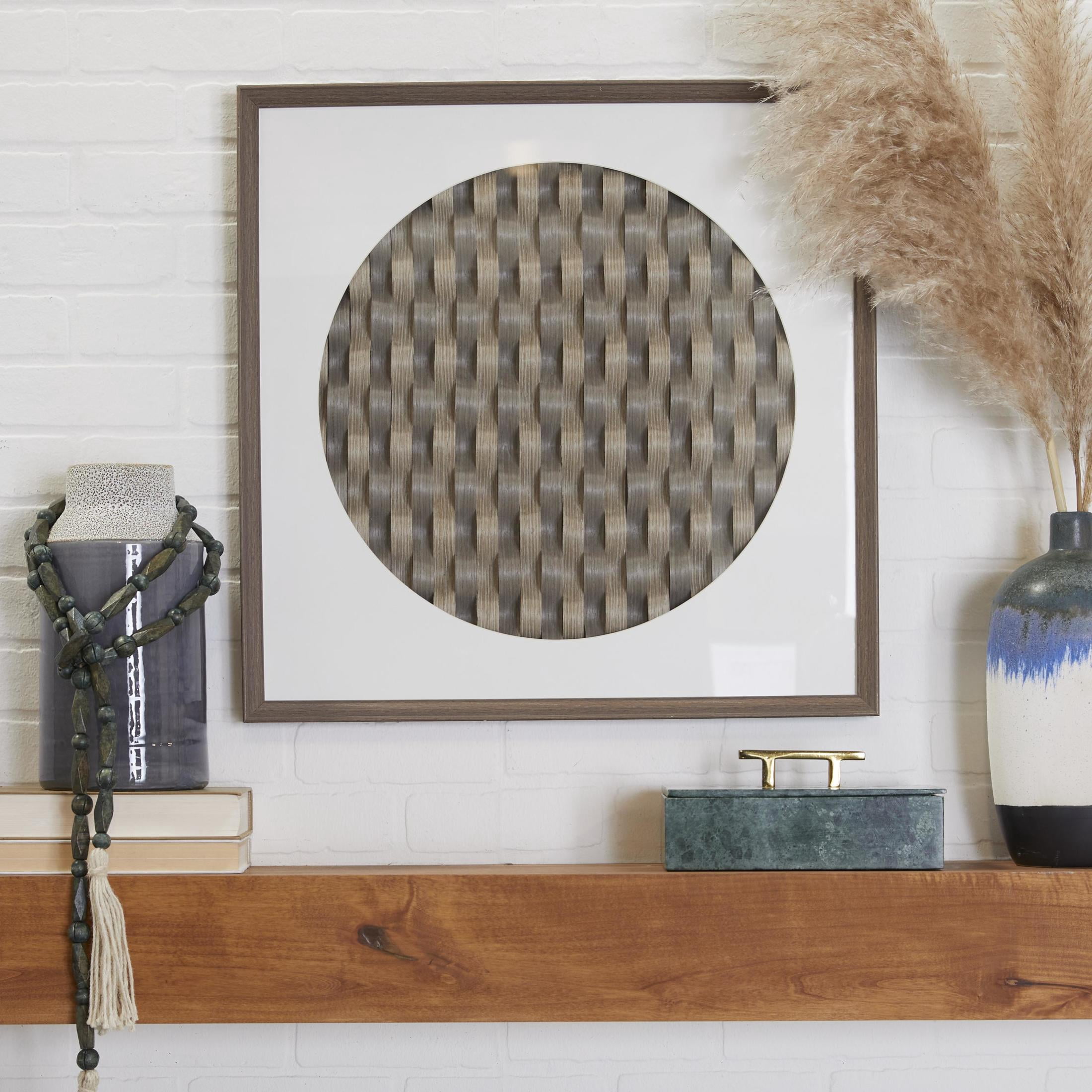 24" x 24" Dark Brown Geometric 3D Weaved Shadow Box, by DecMode