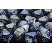 Chessex Manufacturing 26223 Gemini Blue And Steel White D10 Dice Set Of 10