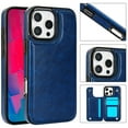 thumbnail image 2 of Designed for iPhone 16 Pro Wallet Phone Case,With Card Slots,PU Leather Back Folio Flip Kickstand,Double Magnetic Clasp and Durable Shockproof Rugged Anti-fall Phone Case,Darkblue, 2 of 11