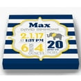 thumbnail image 2 of Personalized Canvas Birth Announcement Nursery Decor Gift, Safari Elephant Design, Custom Name, Date, Weight & Length, Unique Boys & Girls Baby Shower Wall Art Presents, Color Navy # 1, Size - 16x16, 2 of 5
