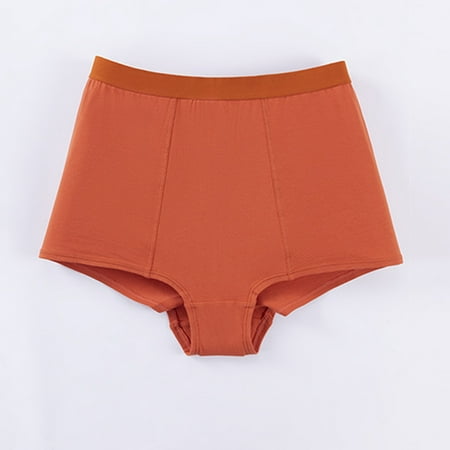 

PEASKJP Womens Thong Underwear Hi-Cut Cotton Underwear High Waist Stretch Briefs Soft Underpants Full Coverage Panties Orange S