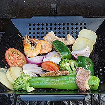 BBQ Masters Non-Stick Grill Basket Cooking Food Topper Barbecue Wok Topper Pan