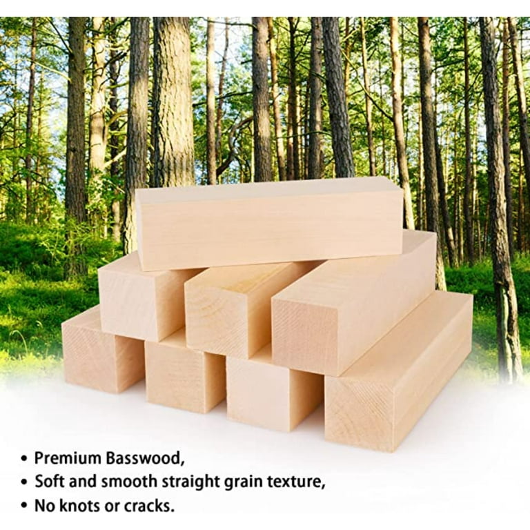 6 Pack Extra Long Basswood Blocks 6 X 1 3/4 X 1 3/4 Inches Premium