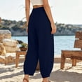 thumbnail image 4 of Womens Wide Leg Pants Drawstring Loose Baggy High Waisted Barrel Pants Summer Lounge Trousers with Pockets, 4 of 5