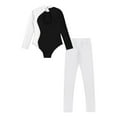 thumbnail image 4 of MSemis Kids Girls 2 Pieces Dance Gymnastics Leotard Unitard with Full Length Leggings White 10, 4 of 7