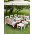 thumbnail image 3 of Outdoor Tablecloth with Umbrella Hole and Zipper, Red Plaid Christmas Rectangle Table Cloth 60x102 Inch Waterproof Tablecloth, Snowman Xmas Tree Snowflake Gifts Wooden Picnic Table Cover for Patio, 3 of 7
