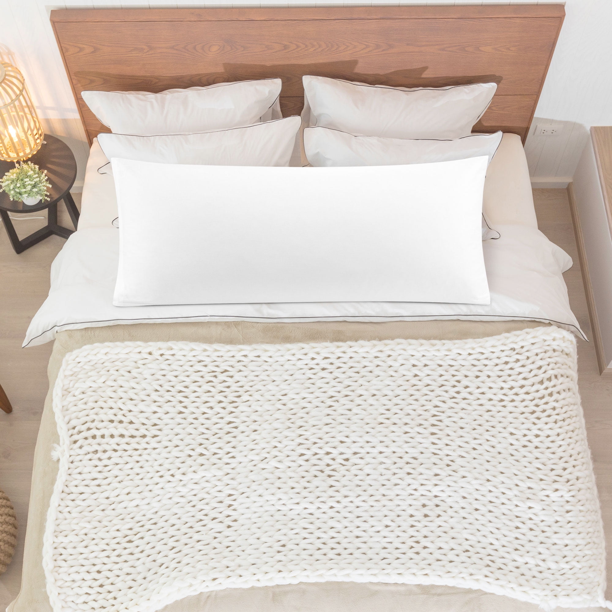Unique Bargains Cotton Zipper Closure Breathable Body Pillowcase White 20"x54"