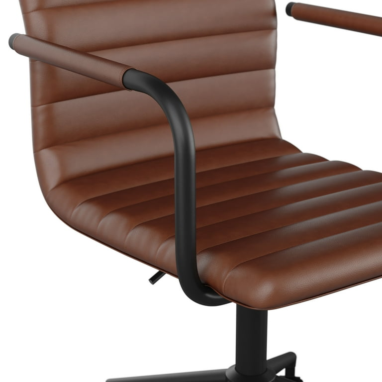Saddle brown leather office chair deals