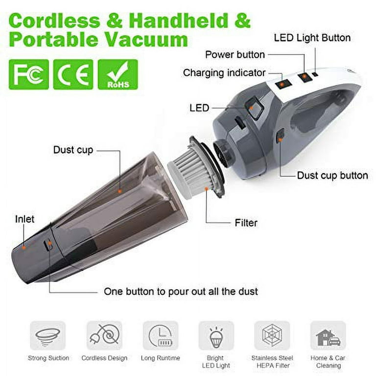 VACPOWER Handheld Vacuum, Cordless Handheld Vacuum, 6500PA