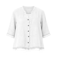 thumbnail image 3 of 3/4 Length Sleeve Womens Tops Button Down V Neck Shirts Tunic Loose Fit Blouses Womens Lightweight Casual Dressy Tops Ladies Fall Outfits, 3 of 6