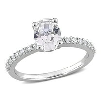 Everly Women's Created White Sapphire Engagement Ring in 10K White Gold