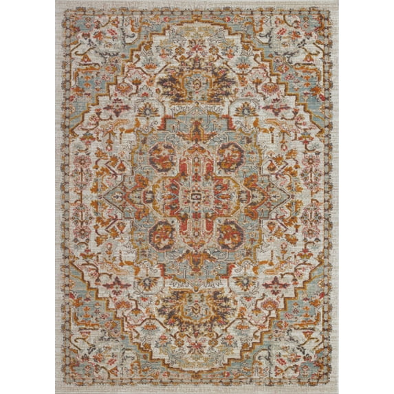 Ladole Rugs Timeless Collection Frieda Made in Turkey Vintage Style Area Rug Carpet in Cream Beige, 7x10 (6'5" x 9'5" , 200cm x 290cm)