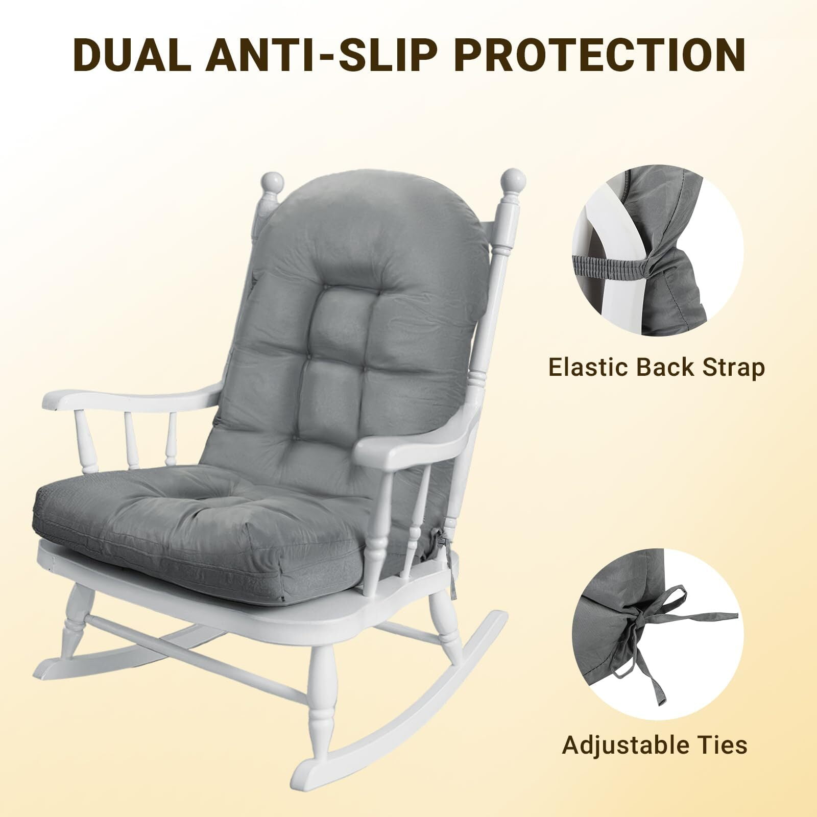 Outdoor High Back Chair Cushion Upgraded Thickened Water-Repellent & Fade-Resistan Patio Chair Cushions For Outdoor Furniture, 44" x20" x4" 1PC Gray