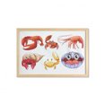 thumbnail image 1 of Crabs Wall Art with Frame, Illustration of Sea Animals Like Crab Hermit Crab Lobster Shells Shrimp Print, Printed Fabric Poster for Bathroom Living Room, 35" x 23", Orange Yellow, by Ambesonne, 1 of 2