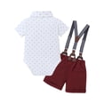 thumbnail image 2 of CARETOO Boy Clothes Suit 3Pcs 0-18M Infant Short Sleeve Formal Outfits Shirt Bowtie Pants 95% Cotton, 2 of 11