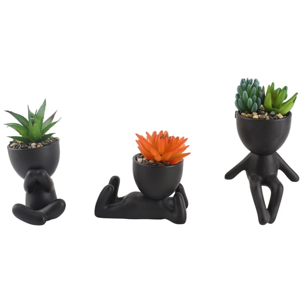 Maceta Suculenta Con Figura , Maceta Decorativa Moderna De Cerámica Para Decoración Del Hogar Y El Jardín