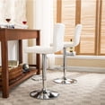 thumbnail image 5 of Roundhill Swivel White Leather Adjustable Hydraulic Bar Stool(Set of 2), 5 of 8