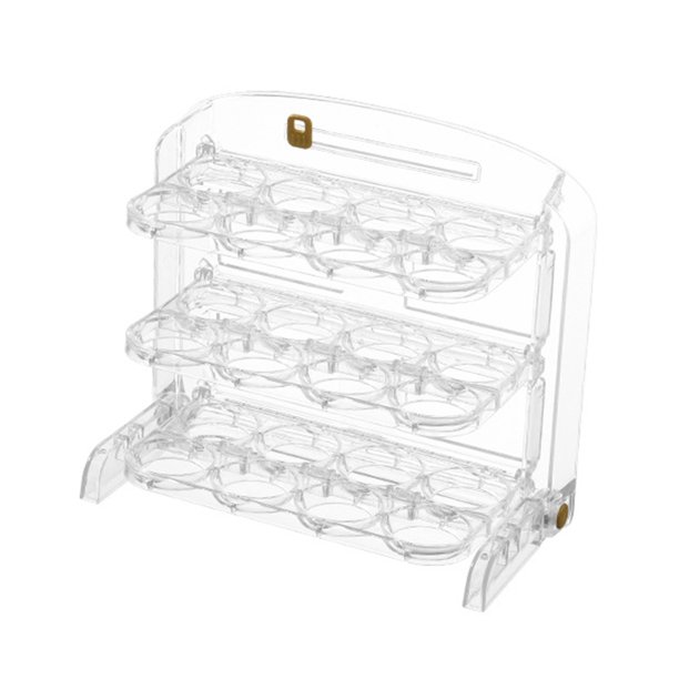 Titular De Huevo Soporte plegable para huevos de 3 capas, 24 rejillas, estante de almacenamiento para huevos, dispositivo para ahorrar espacio (transparente) Tmvgtek Libre de BPA