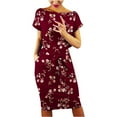thumbnail image 2 of Robe d'Été Femme Décontractée Col Rond Bretelles Manches Courtes Imprimé Floral Robe Ample avec Poches Robe d'Été Manches Courtes en Liquidation, 2 of 6