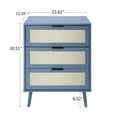 thumbnail image 7 of Rattan Storage Nightstand, 3 Drawers Free-Standing Nightstand for Bedroom, Living Room, Study, Blue, 7 of 7