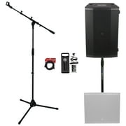 Avante Audio Imperio SUB210 Dual 10" 700W RMS Powered DJ PA Subwoofer+Mic+Stands