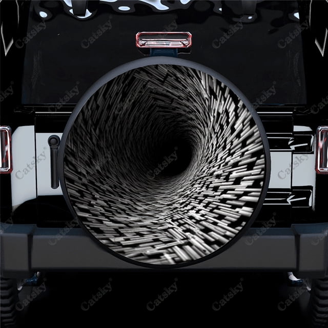Wormhole Tunnel Science Fiction Pattern Polyester Universal Spare Wheel Tire Cover Wheel Covers for Trailer RV SUV Truck Camper