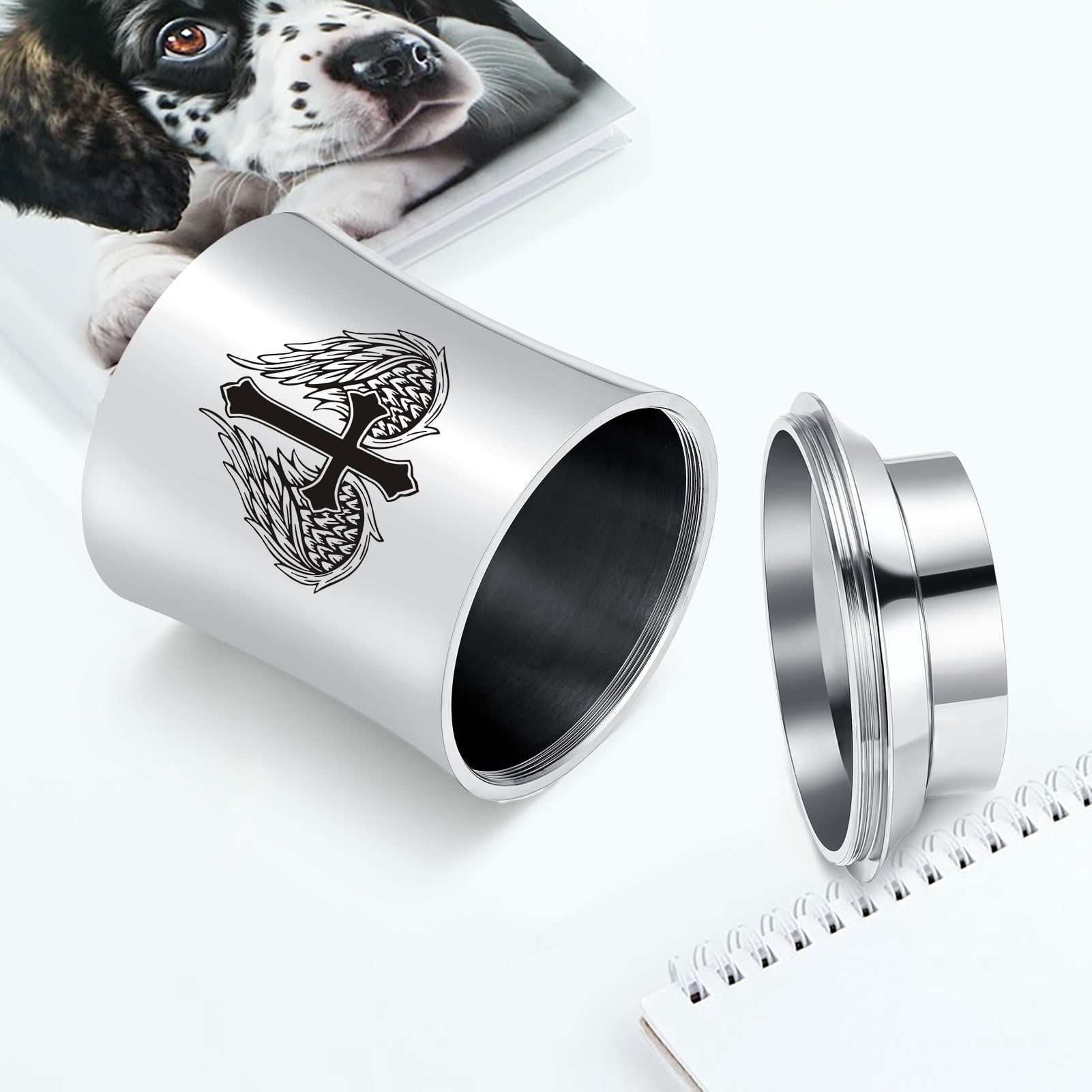 3.93 Inches Small Urn for Human / Pet Ashes Small Keepsake Urn Heart /Tree Of Life / Paw Angel Wings Pattern Memorial Ashes Container Stainless Steel Mini Cremation Urn