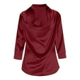 thumbnail image 5 of Women's Solid Color Elegant Blouse Tops Shirts with Ruffled Collar Three Quarter Sleeves Loose Fit Casual Daily Wear Business Office Vacation Fashion Essential Gift for Women, 5 of 9