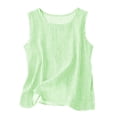 thumbnail image 1 of FAVIPT Débardeurs en Coton et Lin pour Femmes Grande Taille à Rayures Col Ras du Cou Sans Manches Chemises Fluides Printemps Été T-Shirts Décontractés Vert Menthe, TTTG, 1 of 8