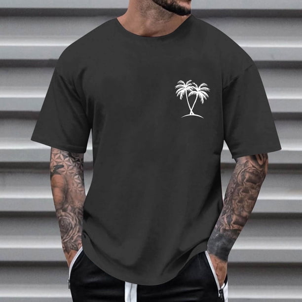 Tops para hombre, blusas y camisas de cuello redondo y manga corta para hombre, blusas casuales de cuello redondo con estampado de moda para hombre, blusas de cuello redondo y manga corta para hombre.