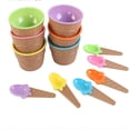 thumbnail image 3 of Plastic Ice Cream Yogurt Cup with Spoon Dessert Bowl Ice Cream Bowl Spoon Set Random Color, 3 of 6