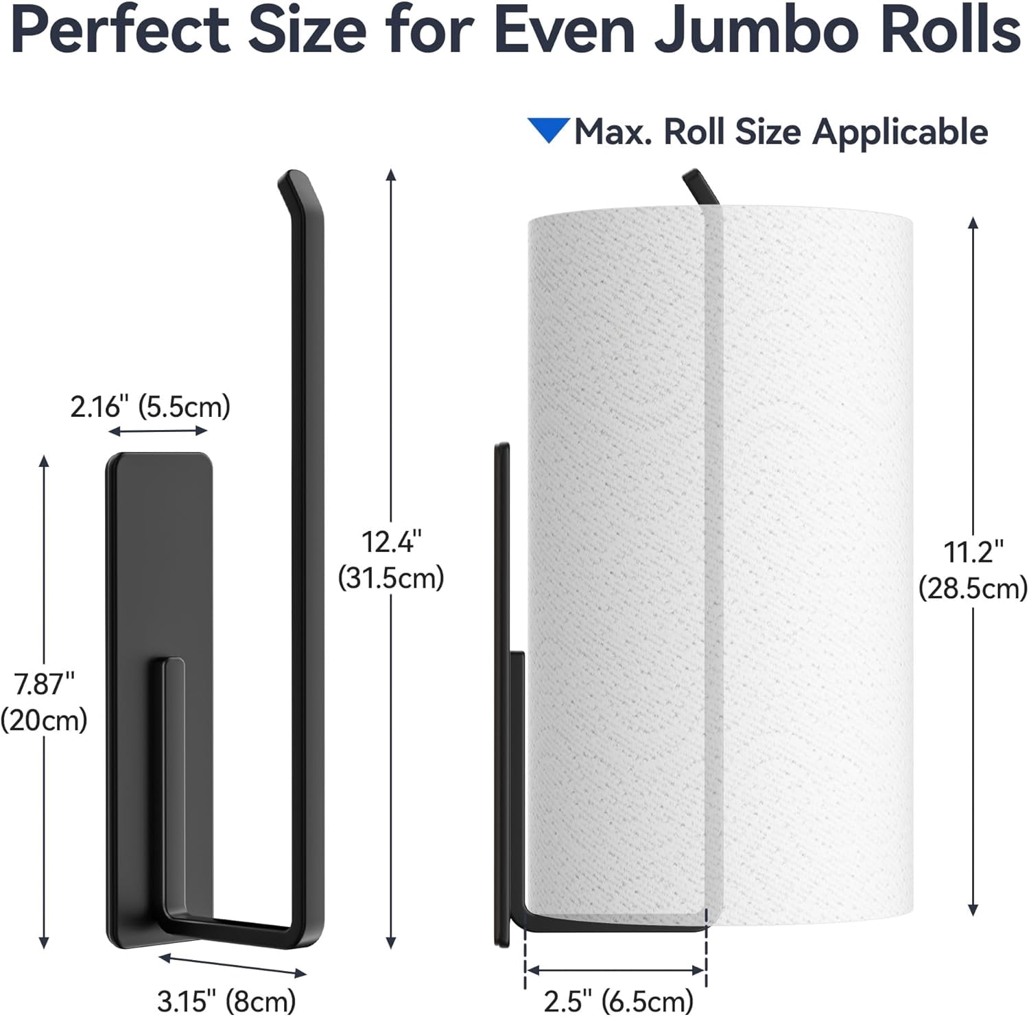 RGHJAR-Heavy-Duty Magnetic Paper Towel Holder Fits Jumbo Rolls, Black, Suitable for Kitchens, RVs, Washing Machines, BBQ Carts