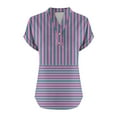 thumbnail image 5 of Shirts for Women Plus Size Short Sleeve V-Neck Stripe Button Casual Printed Home T-shirt Blouses Purple XXXXXL, 5 of 5