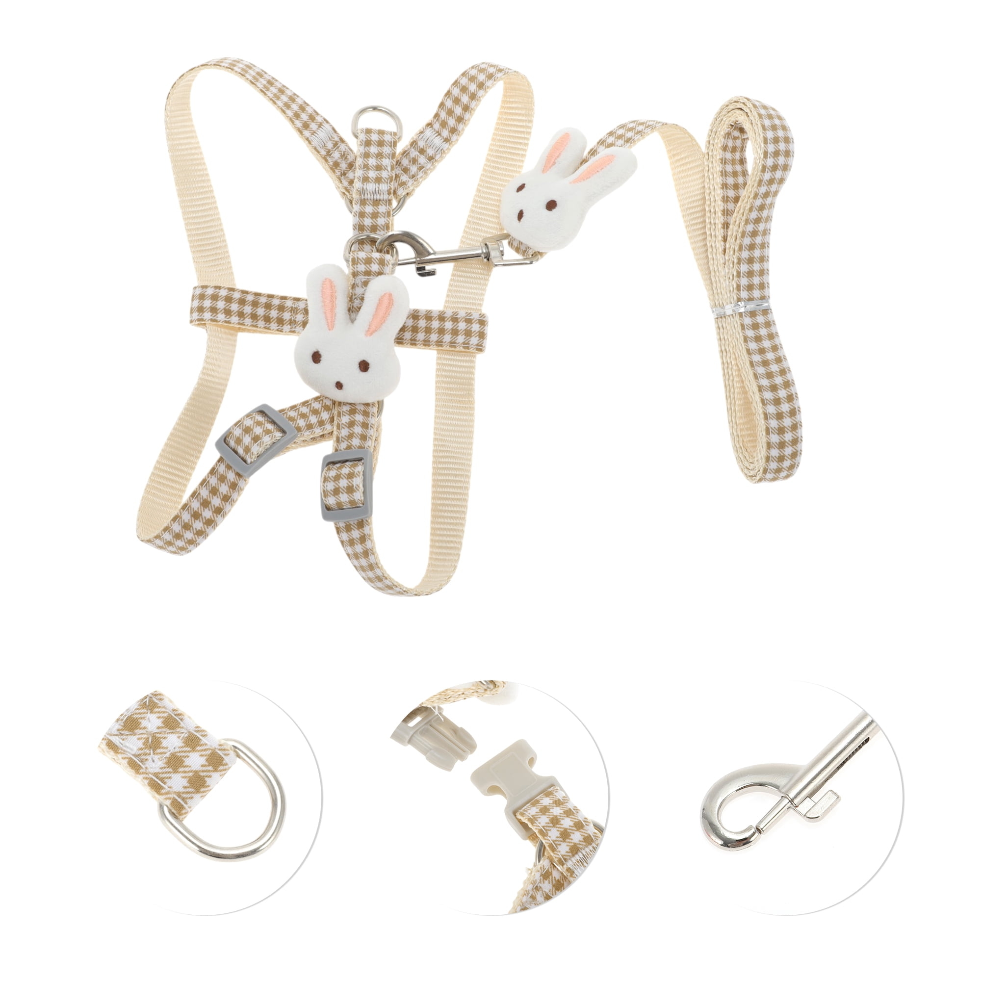 Unique Bargains Bunny Style Pet Leash Kit Durable and Comfortable Coffee Color 47.24"