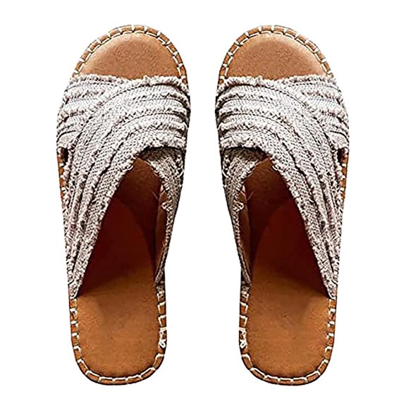 gakvbuo Summer Slippers For Women Indoor And Outdoor Wide Walking Outdoor SlippersWomen Flats Shoes Denim Open Toe Slippers Breathable Comfortable Shoes Roman Sandals