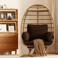 thumbnail image 2 of Sillón Huevo Giratorio 360° Extragrande – Ratán Trenzado – Marco de Acero Robusto – 4 Cojines – Resistente a la Intemperie – Interior y Exterior, 2 of 3